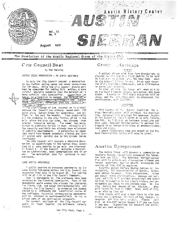 Austin Sierran newsletter, August 1979