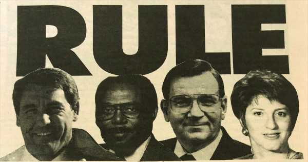 1991 Councilmembers Bob Larson, Charles Urdy, Ronney Reynolds, and Louise Epstein