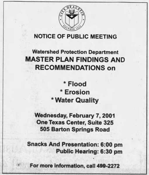 Public Notice Of Master Plan Findings, Austin American-Statesman February 4, 2001